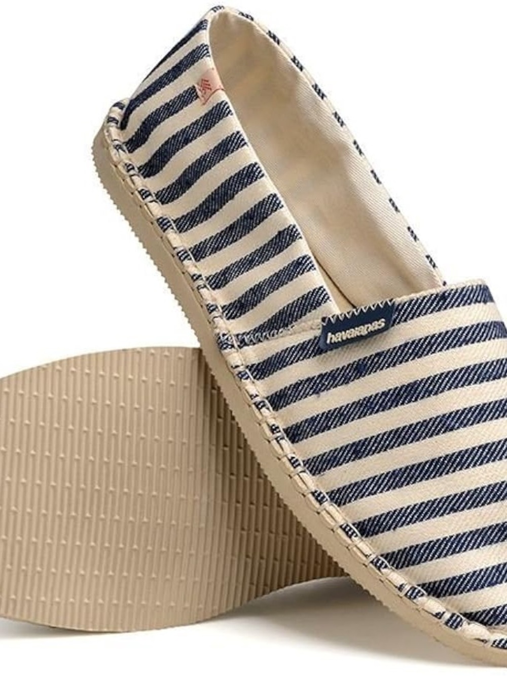 Havaianas Navy and Cream Striped Slip-On Espadrilles